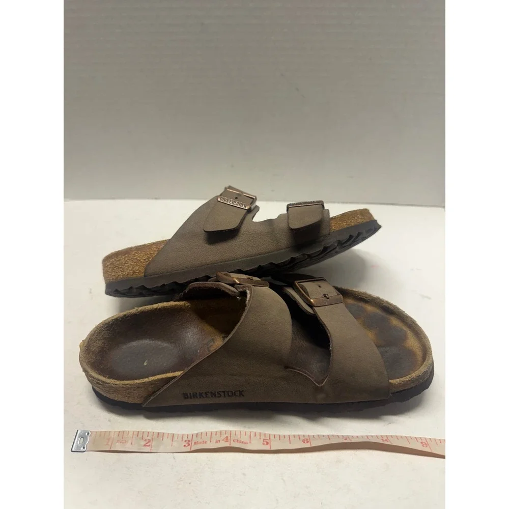 Birkenstock Arizona Mocha Birkibuc Two Strap Sandals Brown 38  W 7.5 M 5